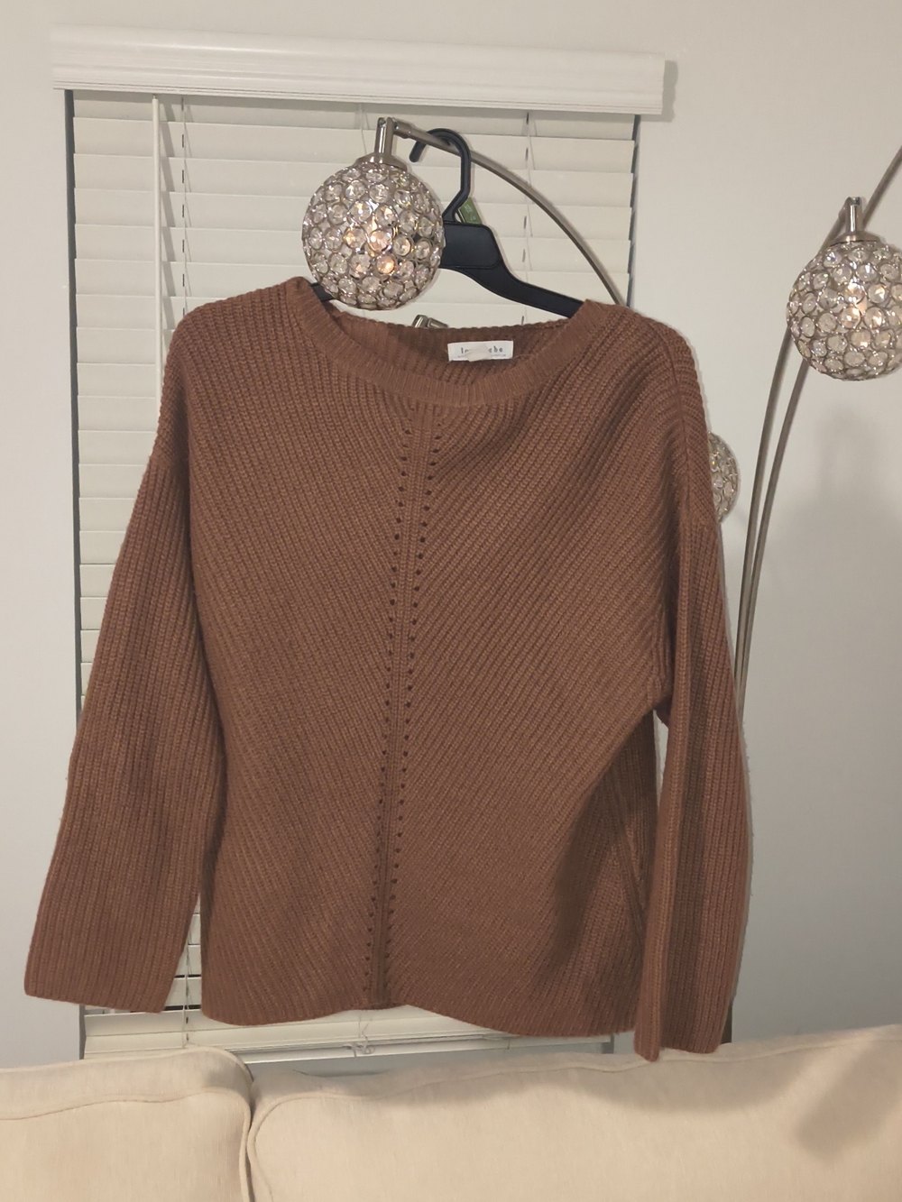 Love Riche Rust Brown Ribbed Crewneck Sweater